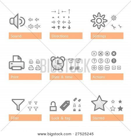 Universal software icon set. Addition part