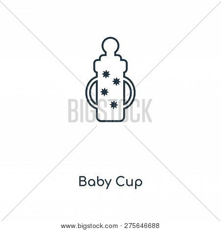 Baby Cup Icon In Trendy Design Style. Baby Cup Icon Isolated On White Background. Baby Cup Vector Ic