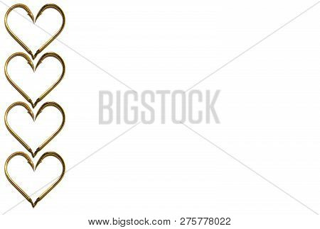 Fishing Hooks In Gold Color. The Hearts Of The Hooks. Patterns Of Metal Fishing Hooks. Abstraction. 