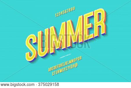 Vector Fun Summer Font 3d Bold Color Style Modern Typography For Decoration, Logo, Poster, T Shirt, 