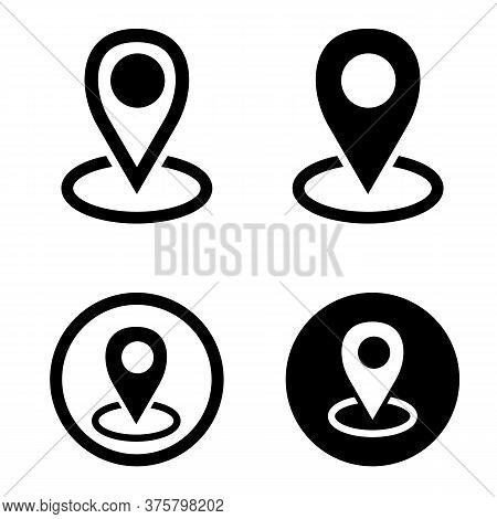 Set Of Pin Location Vector, Location Pin Icon Vector On White Background. Map Point Icon, Navigation