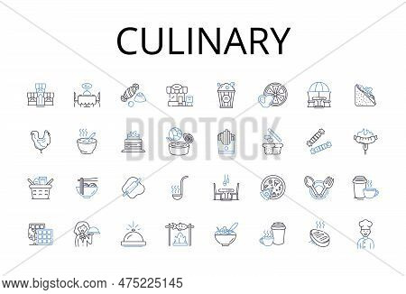 Culinary Line Icons Collection. Delicious Cuisine, Gastronomic Delight, Tasty Cookery, Savory Cuisin