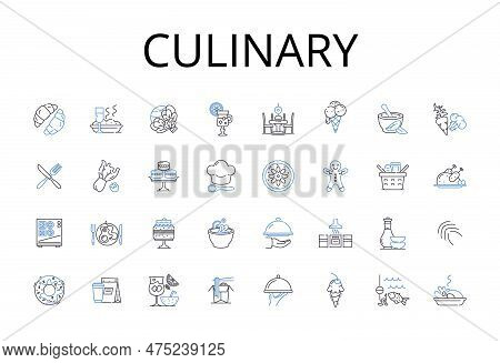 Culinary Line Icons Collection. Delicious Cuisine, Gastronomic Delight, Tasty Cookery, Savory Cuisin