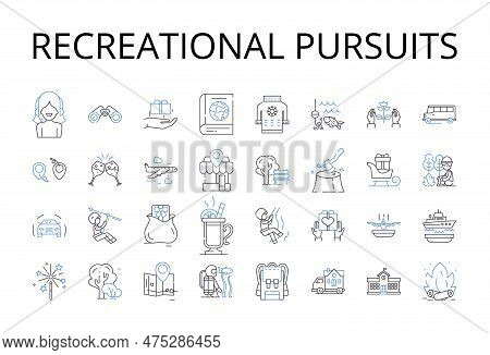 Recreational Pursuits Line Icons Collection. Leisure Activities, Pleasure Seeking, Amusement Endeavo