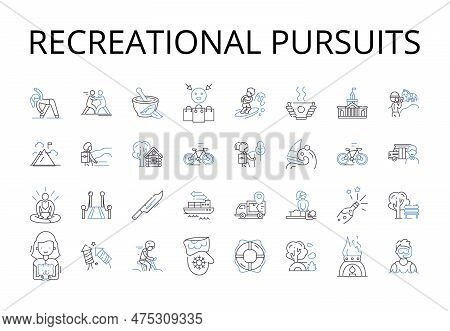 Recreational Pursuits Line Icons Collection. Leisure Activities, Pleasure Seeking, Amusement Endeavo