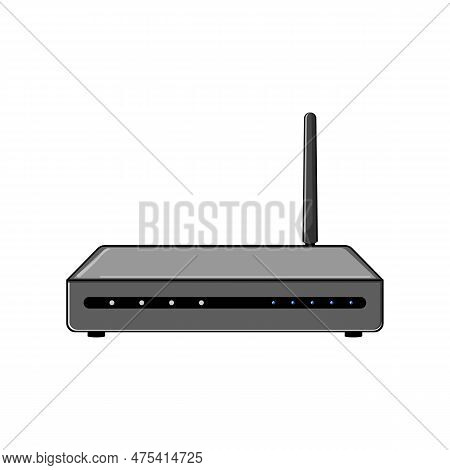 Wireless Dsl Modem Cartoon. Internet Wifi, Hub Lan Wireless Dsl Modem Sign. Isolated Symbol Vector I