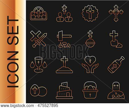 Set Line Knight Crusader, Holy Water Bottle, Christian Cross, Crucifixion Of Jesus, Crusade, Stained