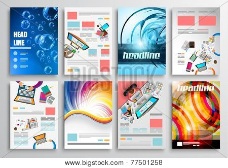 Set of Flyer Design, Web Templates. Brochure Designs, Technology Backgrounds. Mobile Technologies, Infographic  ans statistic Concepts and Applications covers.