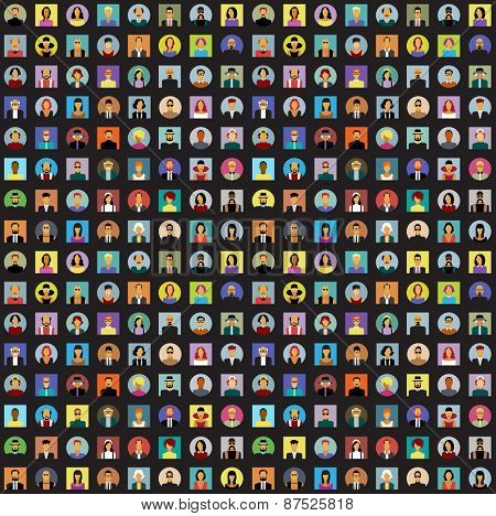 Set avatars people. Modern flat design icons. Background with icons of people. The file is saved in the version AI10 EPS.  