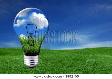 Green Energy Solutions With Light Bulb