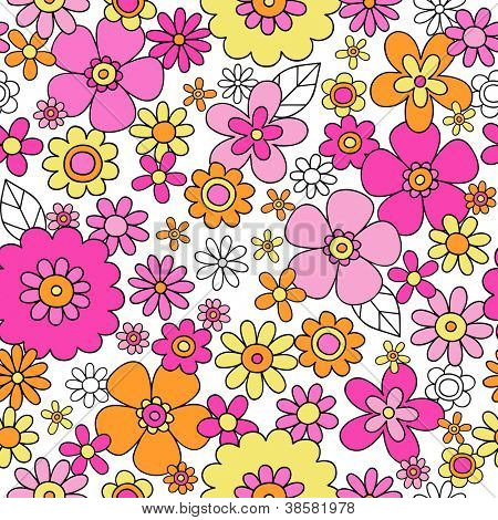 Kukat Saumaton malli psykedeelinen jännä kukka Flower Power Notebook Doodle Design-käsin tehty V