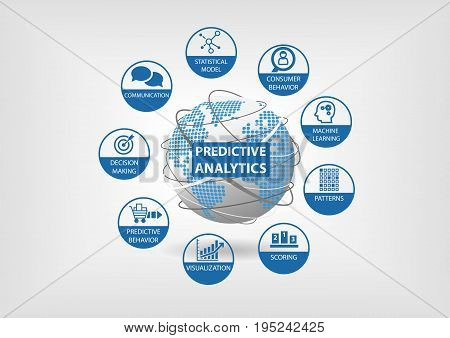 Predictive web and data analytics vector icons