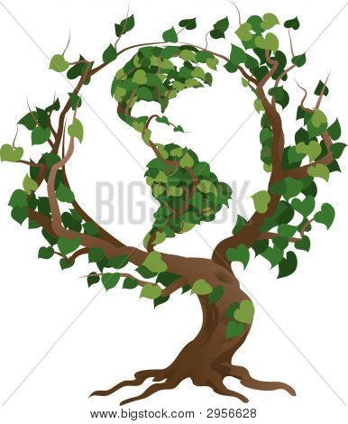 Green World Tree Vector Illustration