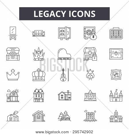 Legacy Line Icons, Signs Set, Vector. Legacy Outline Concept, Illustration: Legacy, Isolated, Financ