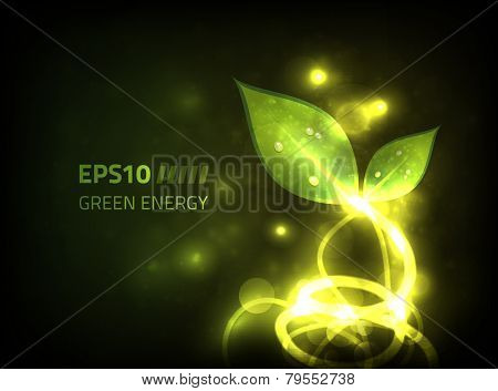 Green energy vector design against dark background