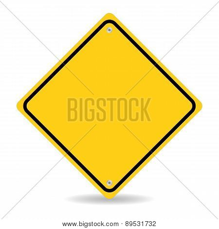 Blank yellow road sign on white background