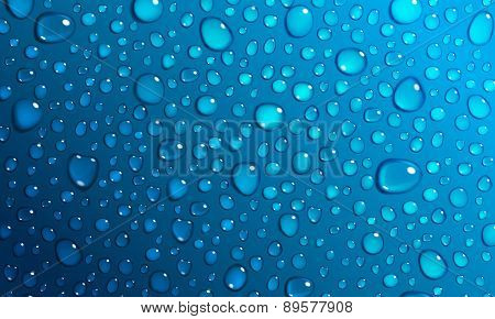 Blue Background Of Water Drops