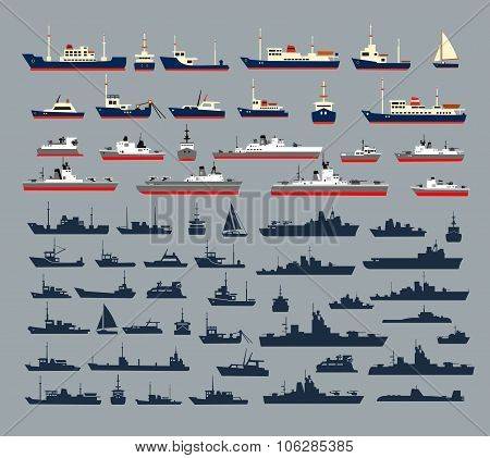 silhouettes of ships