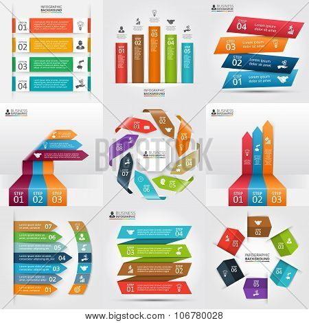 Vector arrows and  stripes infographics set.