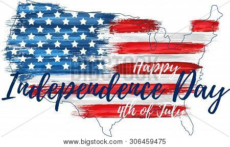 Happy Independence Day 4th Of July. United States Of America Day Greeting Card. American Flag Symbol