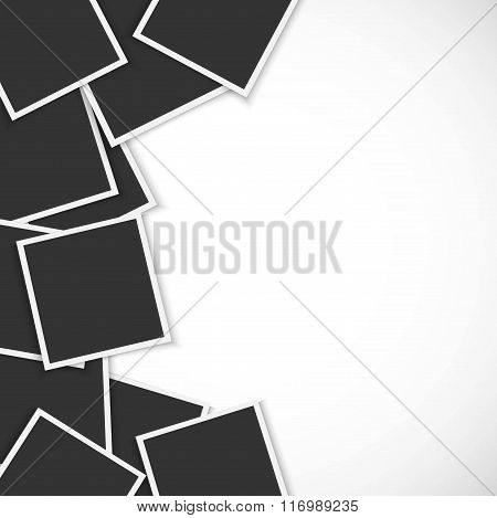 Pile of photo frames on white background