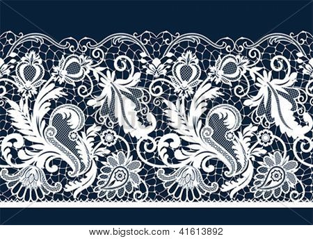 White seamless lace. All elements and textures are individual objects. Vector illustration scale to any size.