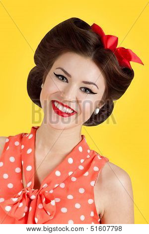 Smiling Pin Up Brunette Woman