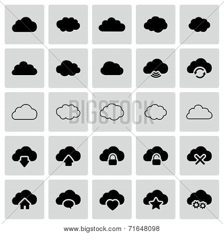 Set of isolated vector cloud icons