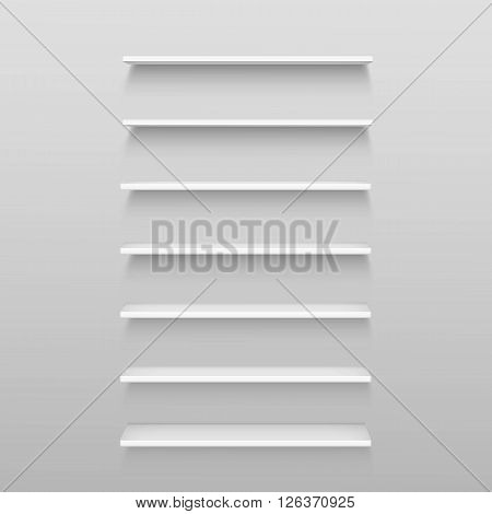 White Empty Shelf Shelves Isolated on Wall Background