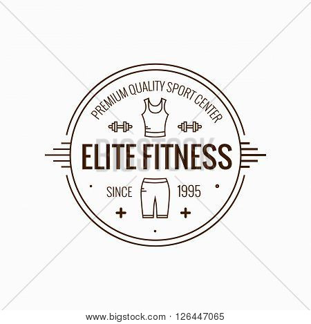 Fitness badge outline vector illustration. Fitness badge  icon  isolated. Fitness badge logo symbol. Fitness badge logo for sport design. Training concept fitness badge isolated logo