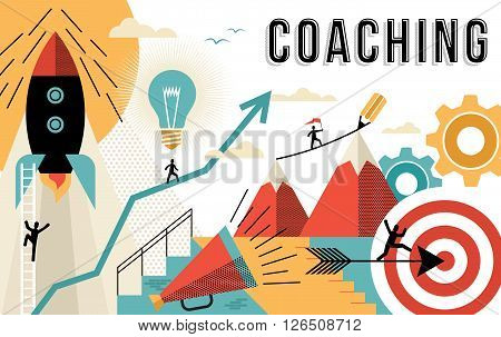 Coaching Concept Line Art Colorful Modern Design