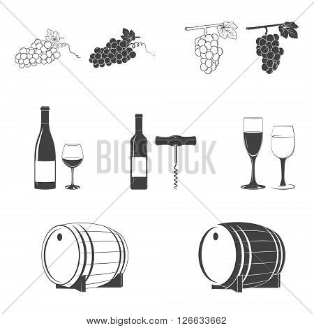 Wine icons. Wine icon art, wine icon eps, wine icon image, wine icon logo, wine icon sign, wine icon silhouette, wine icon design elements. Vector EPS8 illustration.