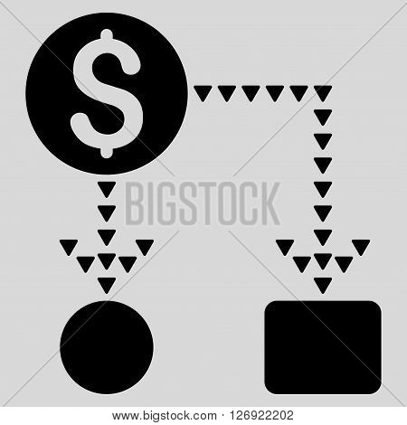 Cashflow Scheme vector icon. Cashflow Scheme icon symbol. Cashflow Scheme icon image. Cashflow Scheme icon picture. Cashflow Scheme pictogram. Flat black cashflow scheme icon.