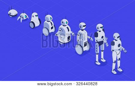 Isometric Evolution Of Robots. Progress In Robotics, Futuristic Robotic Machines And Robot Android D