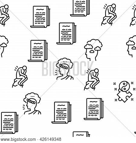 Philosophy Science Vector Seamless Pattern Thin Line Illustration