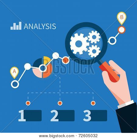 Growth Chart With Magnifying Glass Focusing On Point