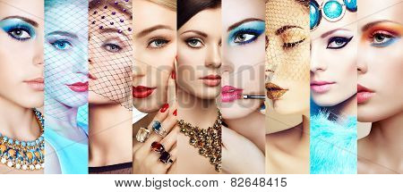 Beauty Collage. Faces Of Women