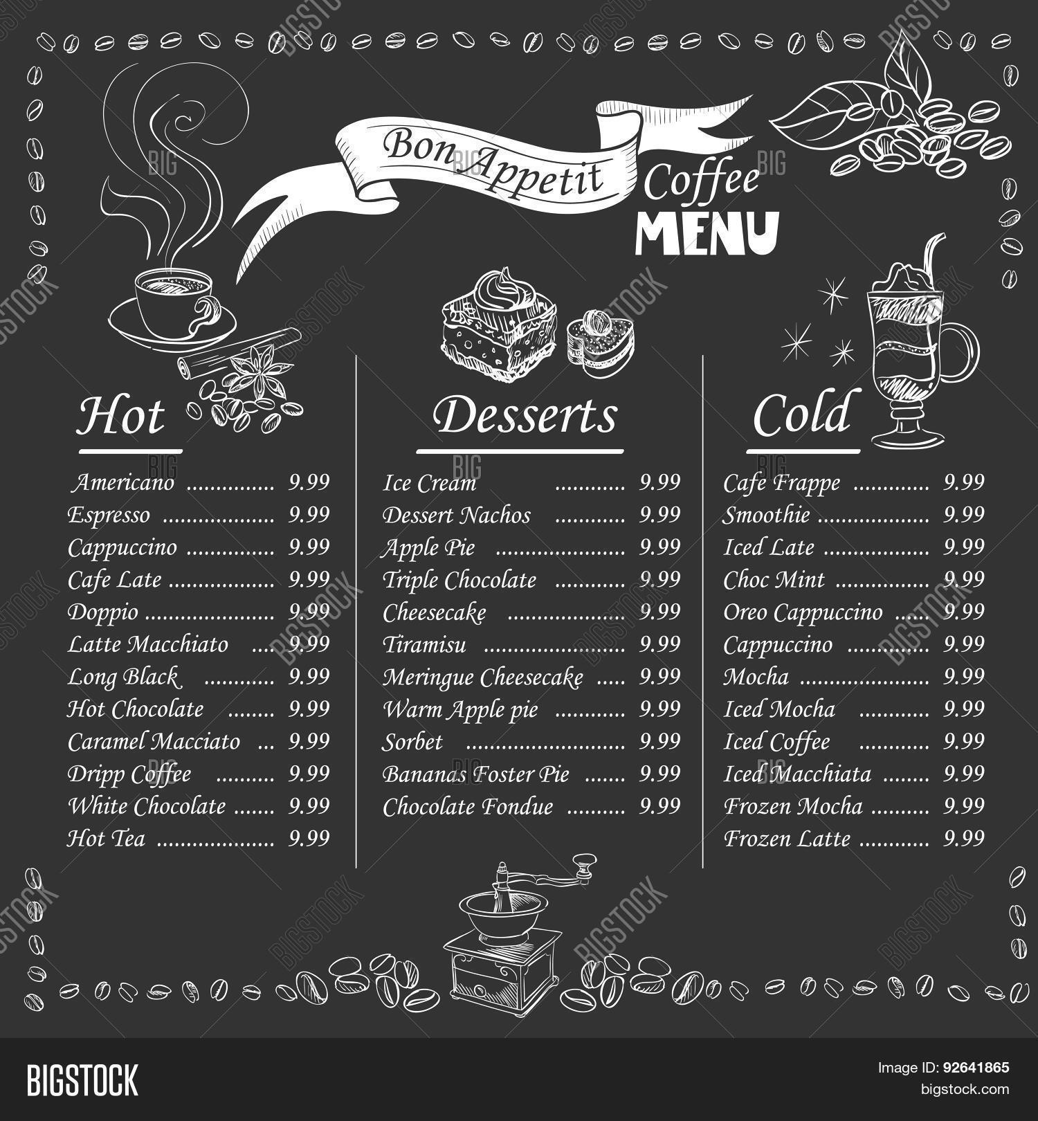 Coffee Menu On Vector & Photo (Free Trial) | Bigstock