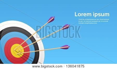 Archery Target With Arrows Archer Sport Game Competition Colorful Banner With Copy Space Vector Illustration