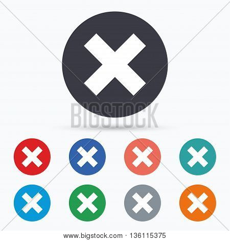 Delete sign icon. Remove button. Flat remove icon. Simple design remove symbol. Remove graphic element. Circle buttons with remove icon. Vector