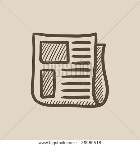 Newspaper vector sketch icon isolated on background. Hand drawn Newspaper icon. Newspaper sketch icon for infographic, website or app.