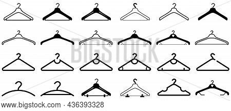 Clothes Hanger Silhouette Icons Set - Vector Clothes Hanger Collection