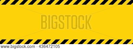 Black And Yellow Diagonal Line Striped. Blank Vector Illustration Warning Background. Hazard Caution