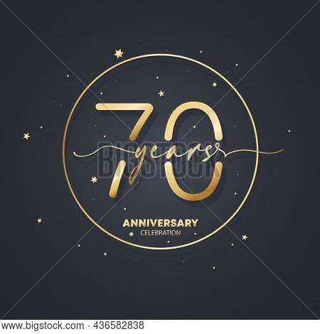 70 Years Anniversary Logo Template. 70th Birthday, Wedding Anniversary Icon. Trendy Symbol Image. Ve