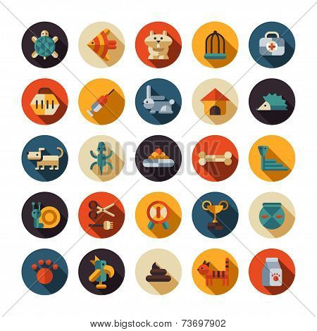 Set of flat design pet shop icons