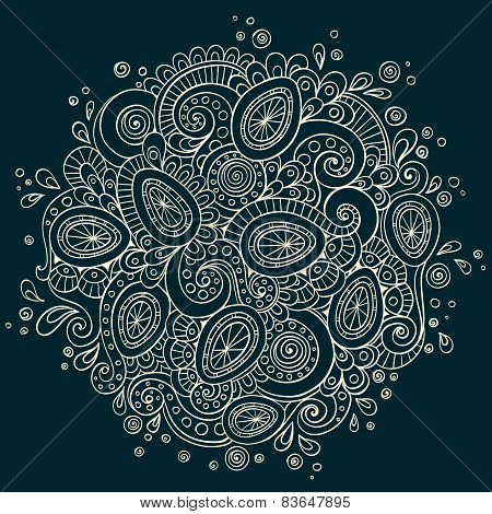 Ethnic floral doodle background pattern circle