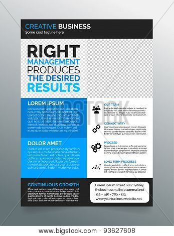 Business flyer template A4 - modern contemporary design in blue and grey