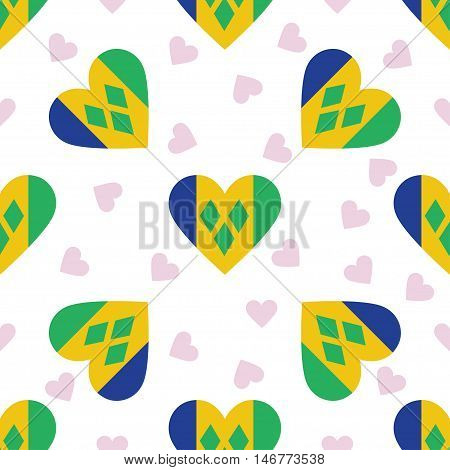 Saint Vincent And The Grenadines Independence Day Seamless Pattern. Patriotic Background With Countr