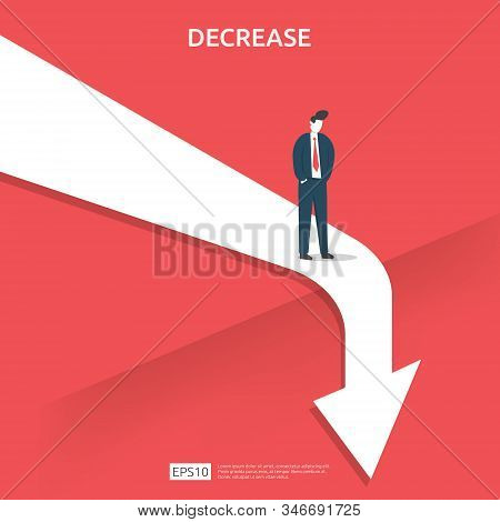 Business Finance Crisis Concept. Money Fall Down Symbol. Arrow Decrease Economy Stretching Rising Dr