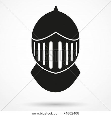 Silhouette symbol of Knight's Helmet. Vector Illustration.